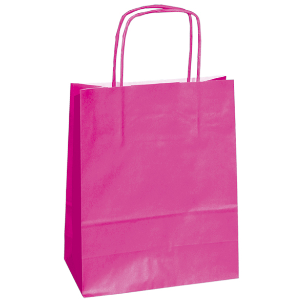 Shopper in carta - maniglie cordino - magenta - 14 x 9 x 20cm - conf. 25 shoppers