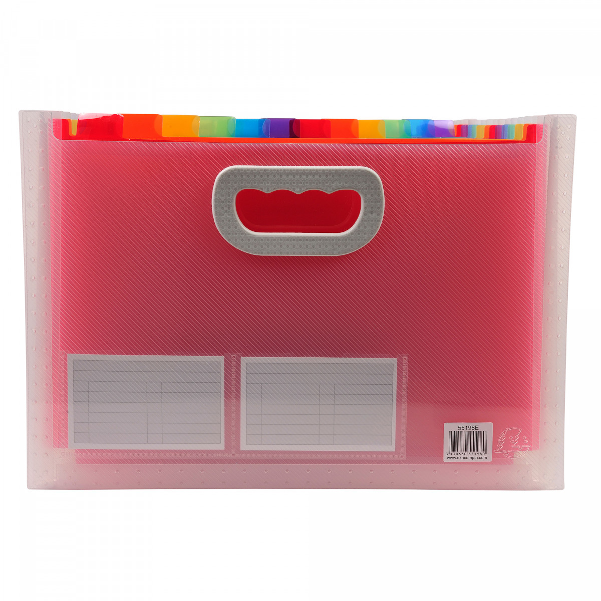 Classificatore con maniglia Crystal - 24 tasche - 33 x 23.5 x 25 cm - PP - Exacompta