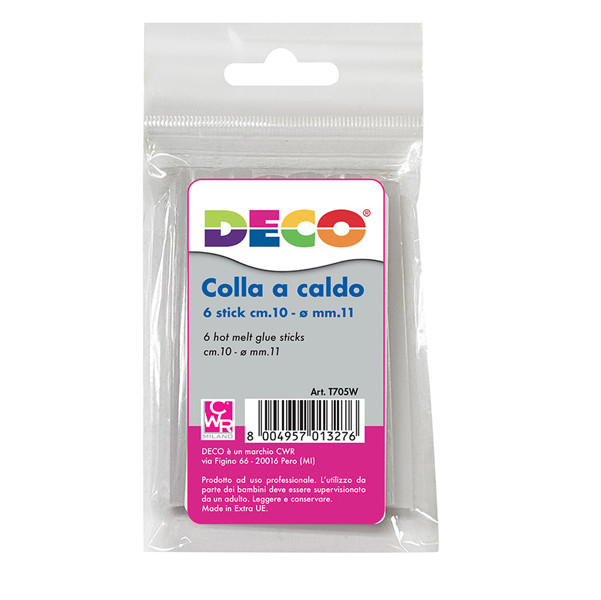 Colla per pistola grande - &oslash; 11 mm - lunghezza 10 cm - Deco - conf. 6 pezzi