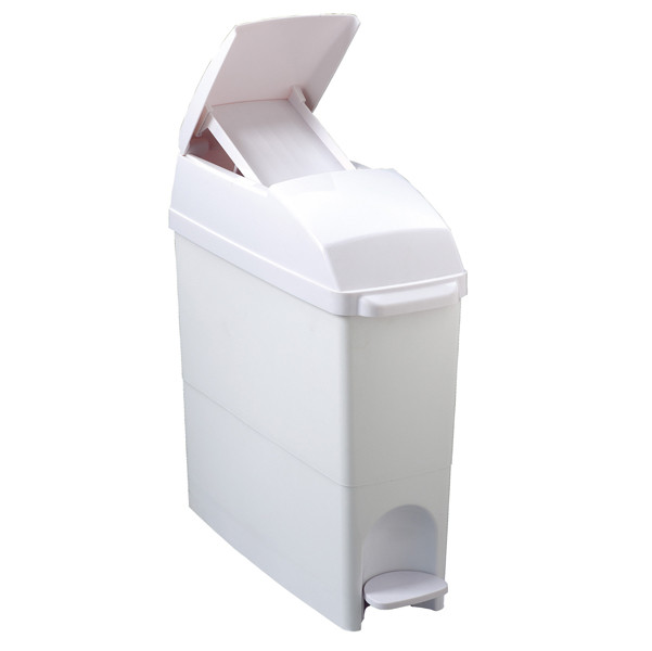 Cestino igienico a pedale - 17x43x48 cm - coperchio blocca sacco - 18 L - bianco - Medial