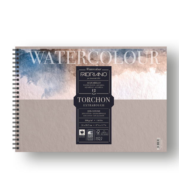 Blocco Watercolour Torchon - 21x29,7cm - 12 fogli - 300gr - spiralato - Fabriano