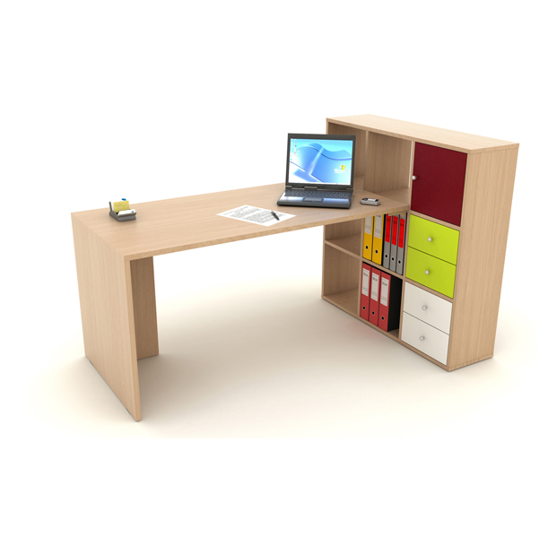 Postazione Home-Office - 9 caselle - 169x104x104 cm - rovere - Artexport