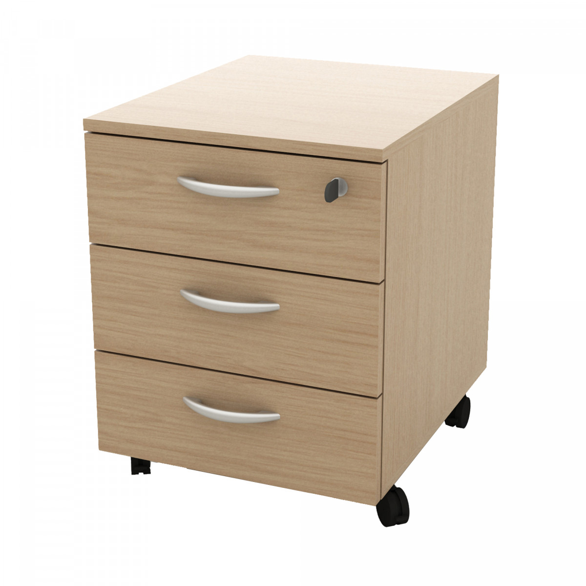 Cassettiera Rainbow - 3 cassetti - con ruote - 41 x 50 x 52,2 cm - rovere