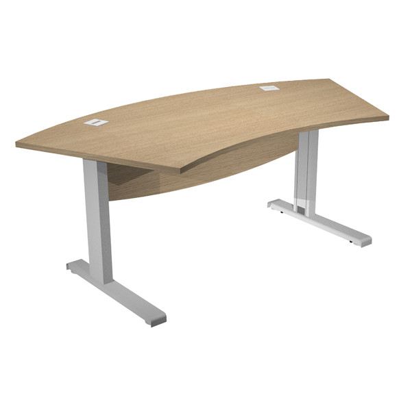 Scrivania Agor&agrave; Direction - fianchi a L in metallo - 190 x 96 x 73 cm - rovere