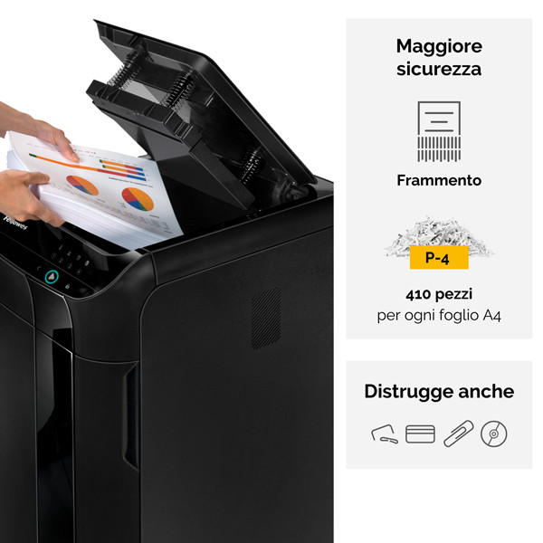 Distruggidocumenti AutoMax 550C - frammenti - 83Litri - Fellowes