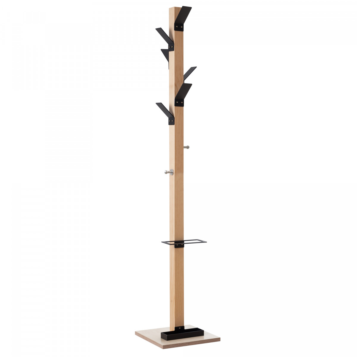 Appendiabiti Easycloth - con portaombrelli - 6 posti - 35 x 35 x 180 cm - legno/nero - Paperflow
