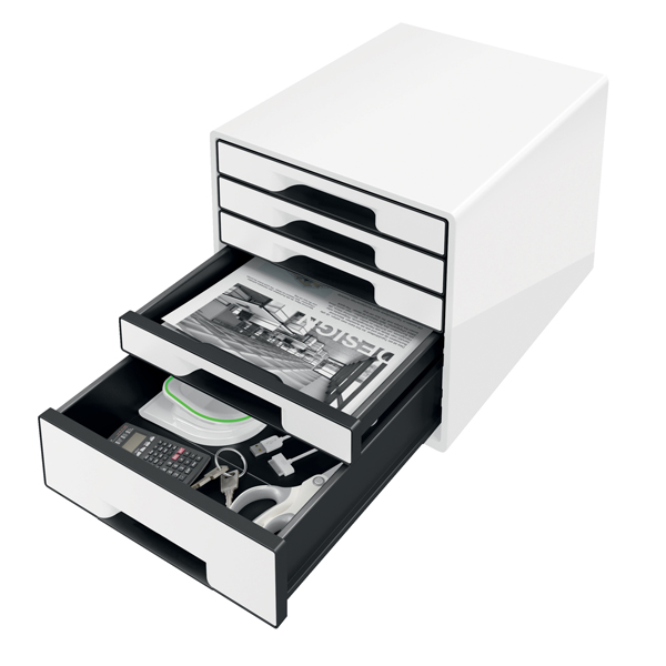 Cassettiera Drawer Cabinet Cube 5 - 28,7x27x36,3 cm - bianco - Leitz
