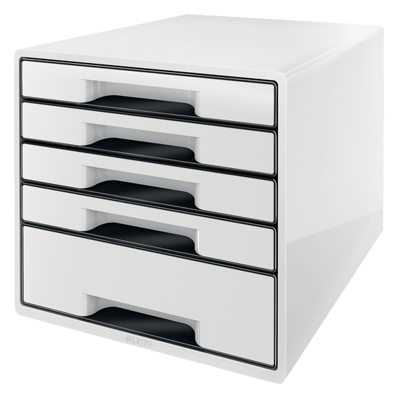 Cassettiera Drawer Cabinet Cube 5 - 28,7x27x36,3 cm - bianco - Leitz