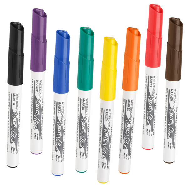 Pennarello Whiteboard Marker Velleda 1741 - punta tonda 1,4 mm - colori assortiti - Bic - astuccio 8 pezzi