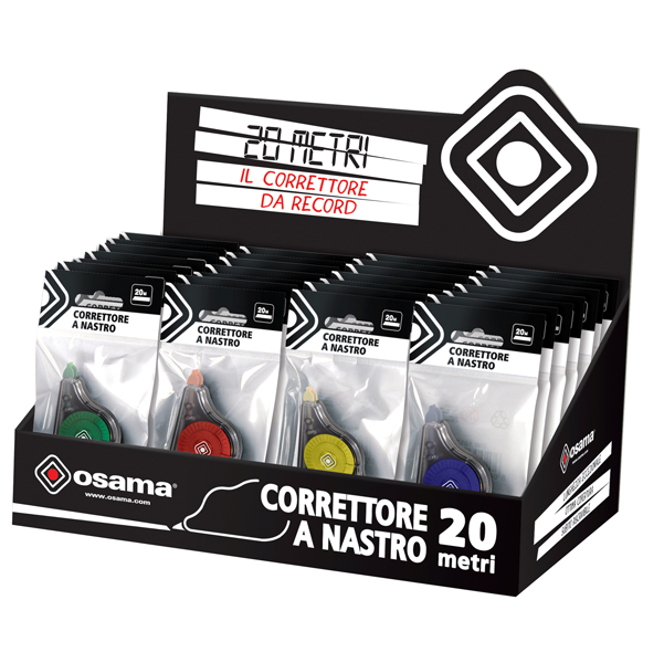 Correttore a nastro 20 Metri - 5mm x 20mt - ivolucro colori assortiti - Osama