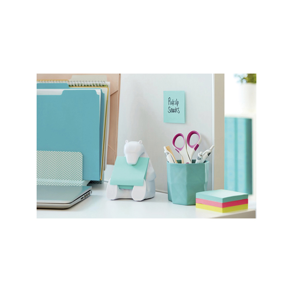 Dispenser orso bianco + ricarica Post it Super Sticky Z Notes azzurro - BEAR-330 - 76 x 76 mm - 90 fogli - Post it