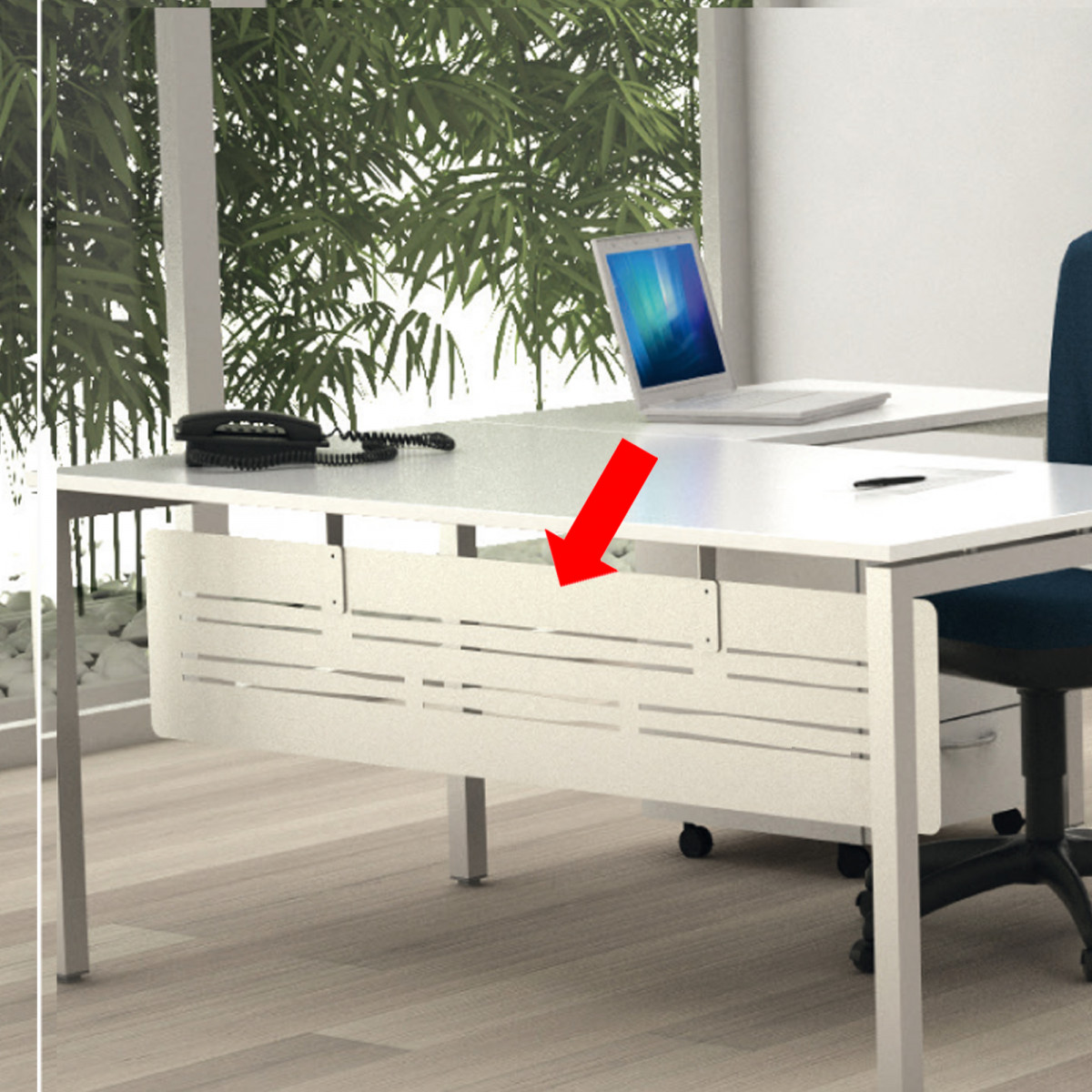 Controventatura metallica Easy Plus - per scrivania L 180 cm - 168 x 30 cm - bianco