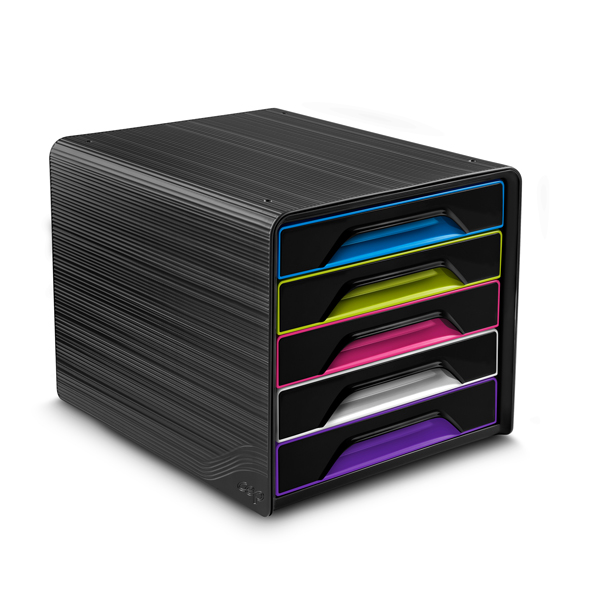 Cassettiera Smoove - 36x28,8x27 cm - 5 cassetti standard - nero/multicolore - Cep