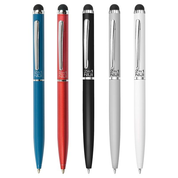 Penna a sfera mini I-PEN 2 in1 - puntale touch - colori assortiti - Niji - expo 15 pezzi