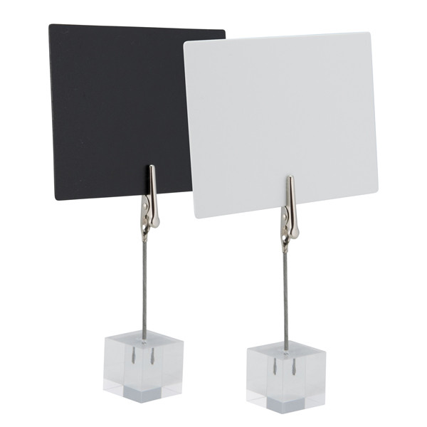 Porta tag - a pinza in acrilico - nero - Securit - set 6 pezzi