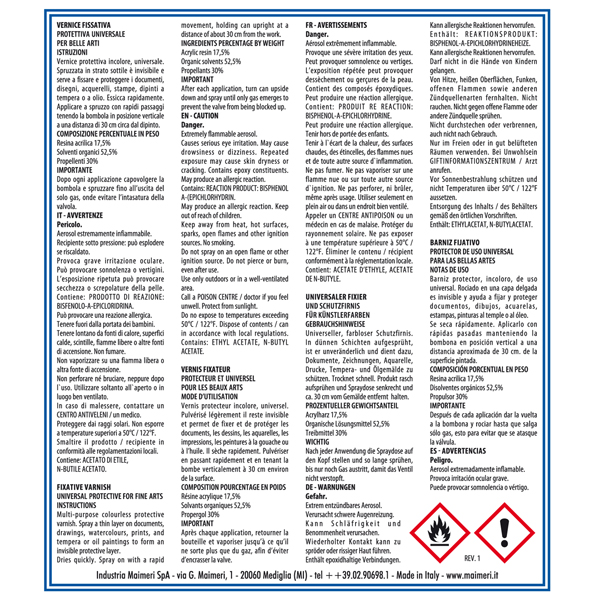 Vernice fissativa spray - 400 ml - Maimeri