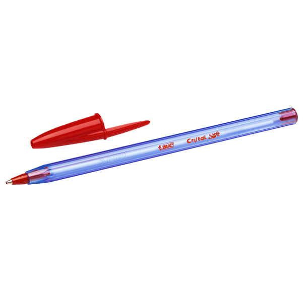 Penna a sfera con cappuccio Cristal Soft - punta 1,2mm - rosso - Bic - conf. 50 pezzi
