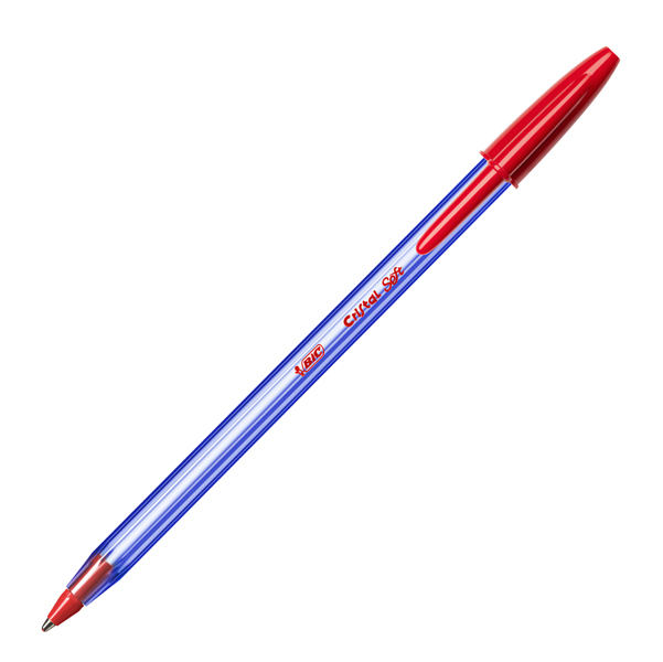 Penna a sfera con cappuccio Cristal Soft - punta 1,2mm - rosso - Bic - conf. 50 pezzi