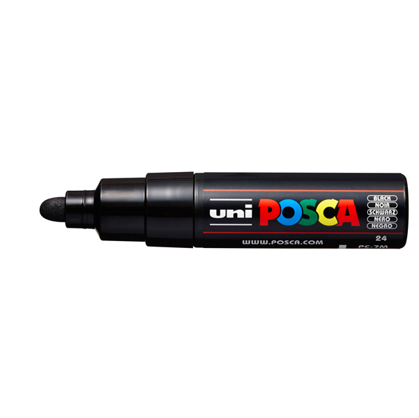 Marcatore a base d'acqua Uni Posca PC7M - punta tonda large 4,5 mm-5,5mm - nero - Uni mitsubishi