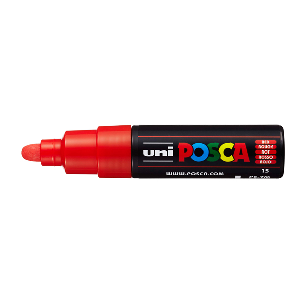 Marcatore a base d'acqua Uni Posca PC7M - punta tonda large 4,5 mm-5,5mm - rosso - Uni mitsubishi