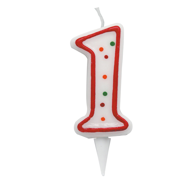 Candelina Zuccherino - numero 1 - h.8.5cm - Big party