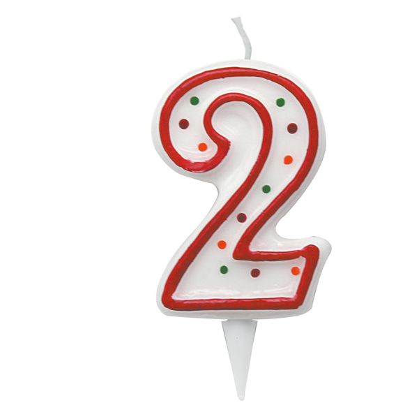 Candelina Zuccherino - numero 2 - h.8.5cm - Big party