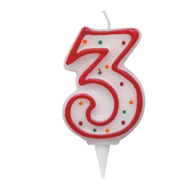 Candelina Zuccherino - numero 3 - h.8.5cm - Big party