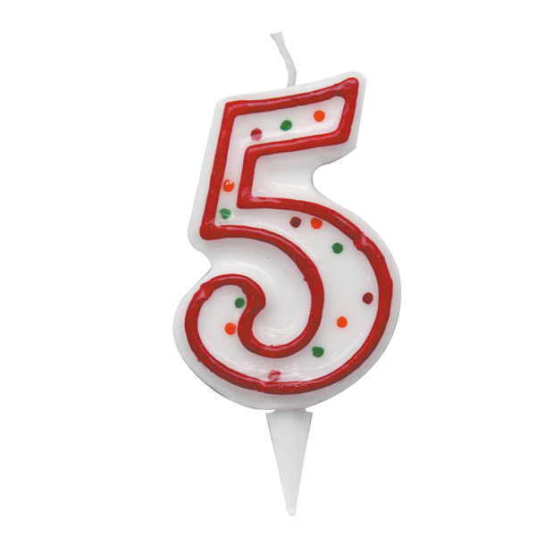 Candelina Zuccherino - numero 5 - h.8.5cm - Big party
