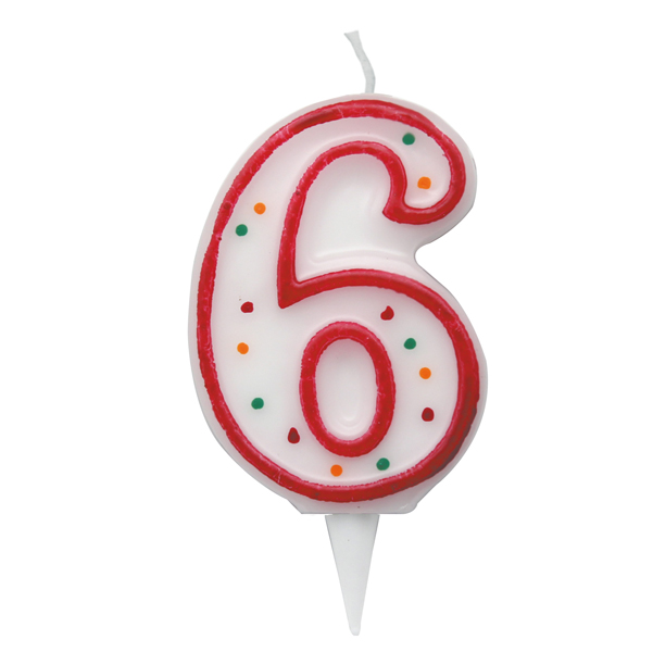 Candelina Zuccherino - numero 6 - h.8.5cm - Big party