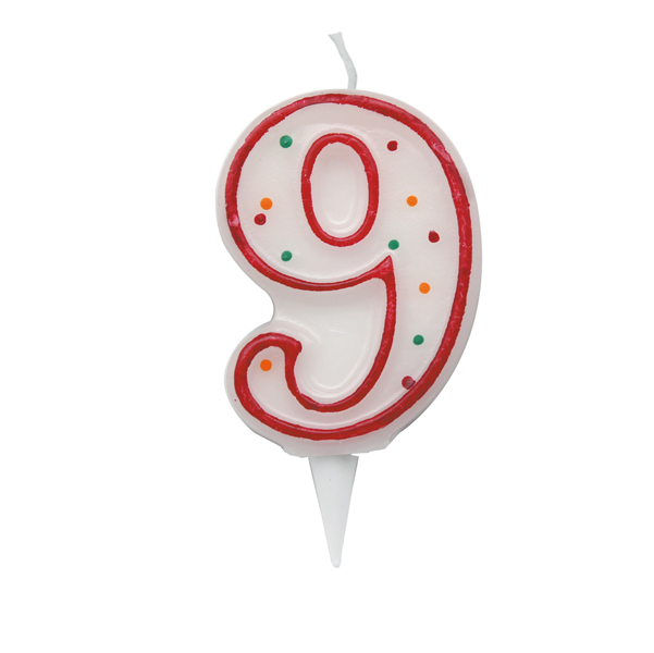 Candelina Zuccherino - numero 9 - h.8.5cm - Big party