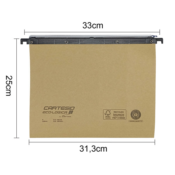 Cartella sospesa Cartesio Eco-logica - cassetto - 33 cm - fondo U - 31,3 x 25 cm - avana - Bertesi