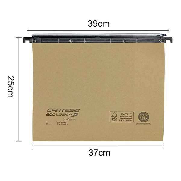 Cartella sospesa Cartesio Eco-logica - cassetto - 39 cm - fondo V - 37 x 25 cm - avana - Bertesi