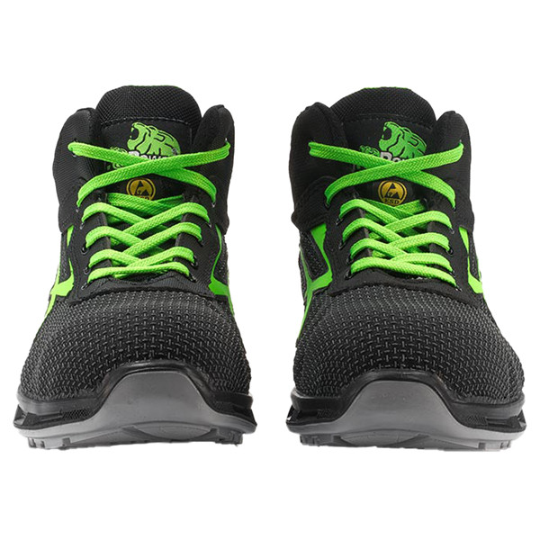 Calzatura di sicurezza Hard S3 SRC - pelle idrorepellente - numero 43 - grigio scuro/verde - U-Power