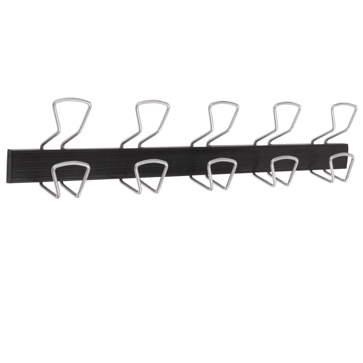 Appendiabiti da muro - 5 posti - 76 x 7,2 x 16 cm - metallo/ABS - nero/grigio metallizzato - Alba