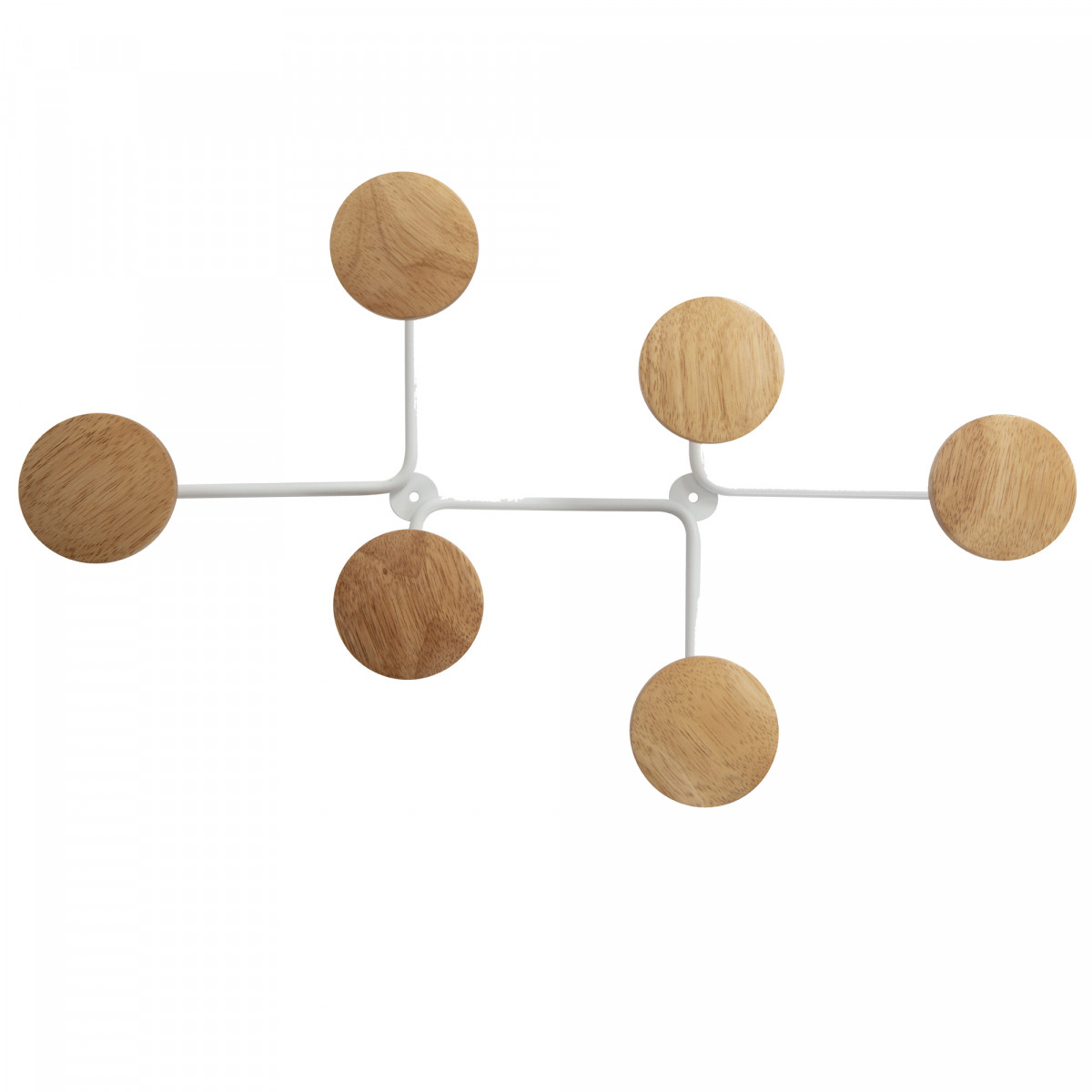 Appendiabiti da muro - 6 posti - 35,5 x 59,5 x 8 cm - metallo/legno - bianco - Alba