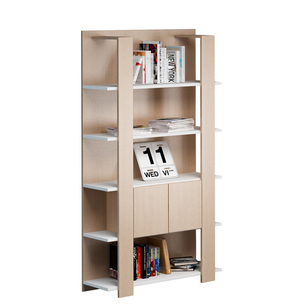Libreria alta Concept - 5 ripiani - 100 x 38,6 x 198 cm - bianco/rovere