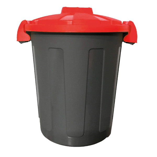 Contenitore portarifiuti Dusty - diametro 36 cm - altezza 45 cm - 25 L - coperchio rosso - nero - Mobil Plastic