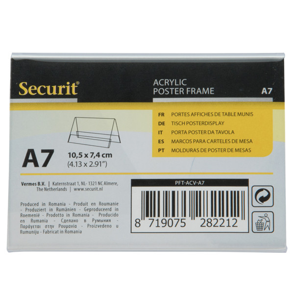 Display a V in plastica - 7,8 x 10,6 x 6,7 cm (A7) - Securit