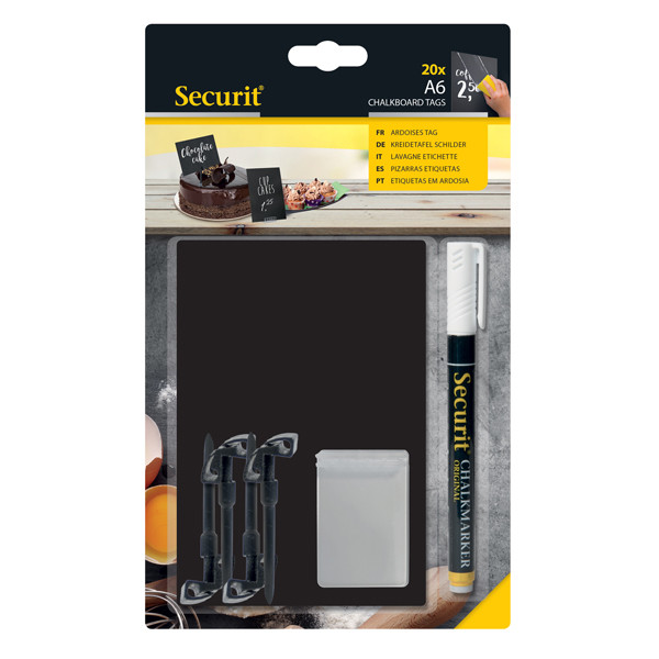 Targhette - 10,5 x 15 cm (A6) - nero - Securit - set 20 pezzi