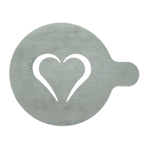 Stencil per caff&egrave; - 10 x 12,4 x 0,1 cm - forma cuore e smile - Securit - set 2 pezzi