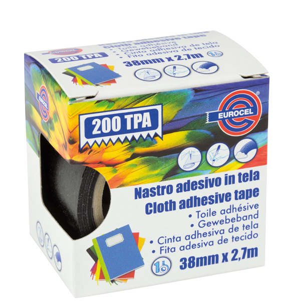 Nastro adesivo telato TPA 200 - 38 mm x 2,7 mt - nero - Eurocel