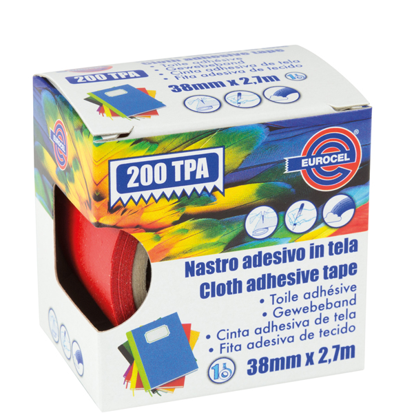 Nastro adesivo telato TPA 200  - 38 mm x 2,7 mt - rosso - Eurocel