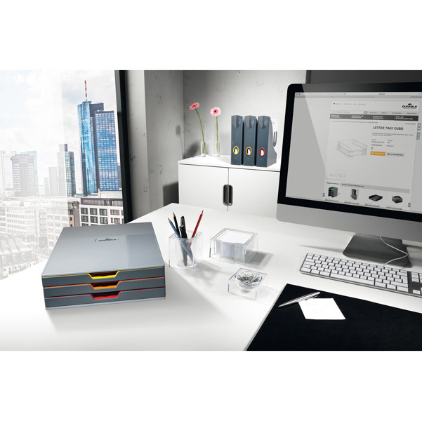 Cassettiera Varicolor portamonitor - 28 x 9,5 x 35,6 cm - 3 cassetti - Durable