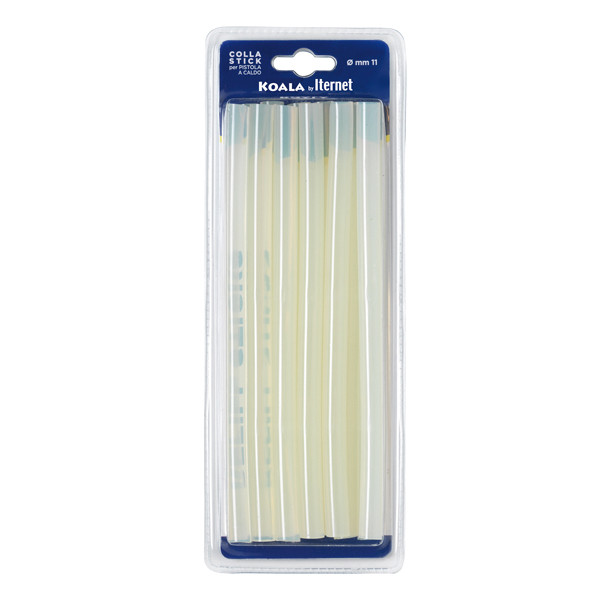Colla termofusibile - in stick - lunghezza 20 cm - diametro 1,1 cm - Iternet - blister da 12 refill (227 gr)