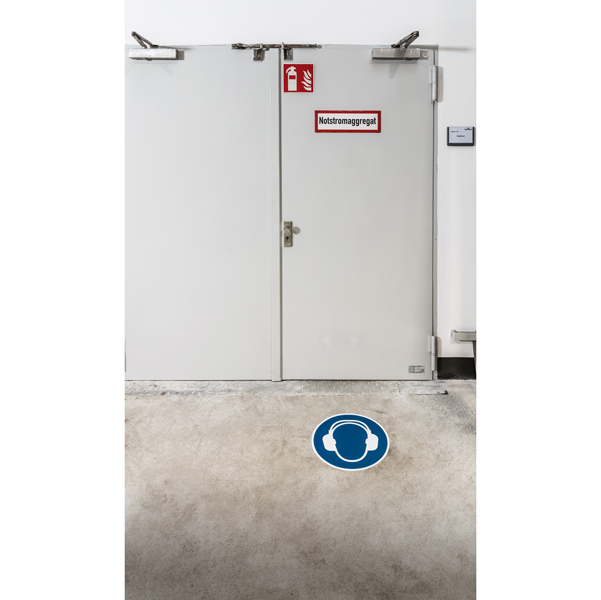 Pittogramma da terra - Indossare protezione auricolare - adesivo - diametro 43 cm - Durable