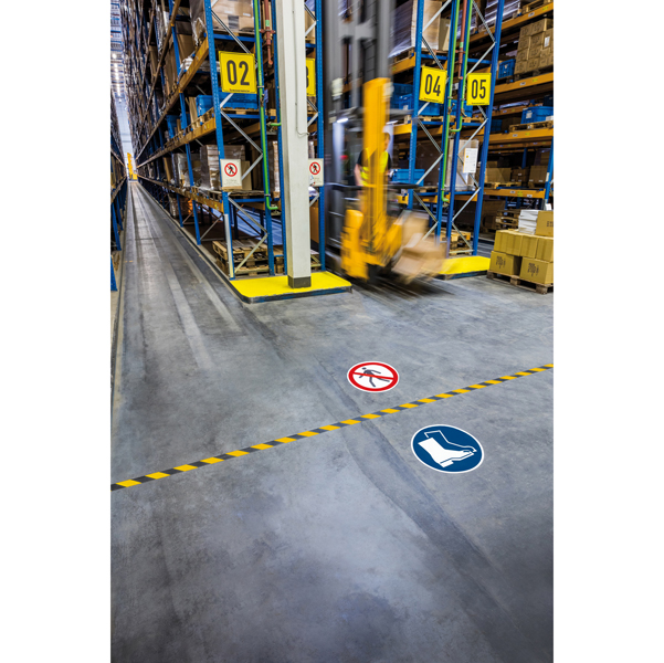 Pittogramma da terra - Calzature di sicurezza obbligatorie - adesivo - diametro 43 cm - Durable