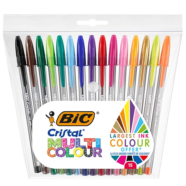 Astuccio penne Cristal Multicolor - colori assortiti - Bic - expo 10 pezzi