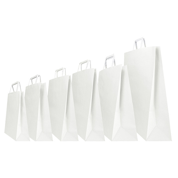 Shopper - maniglia piattina - 26 x 11 x 35 cm - carta kraft - bianco - Mainetti Bags - conf. 300 pezzi