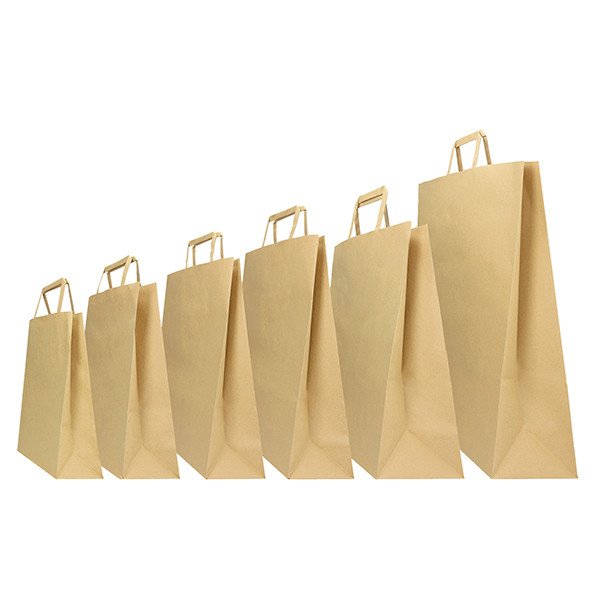 Shopper - maniglie piattina - 26 x 11 x 35 cm - carta kraft - avana - Mainetti Bags - conf. 300 pezzi