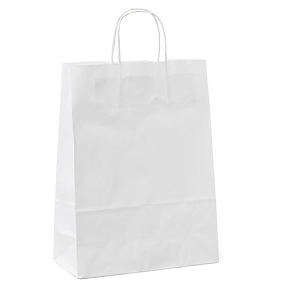 Shoppers in carta - maniglie in cordino - 18 x 8 x 24 cm - bianco neutro - Mainetti Bags - conf. 25 pezzi